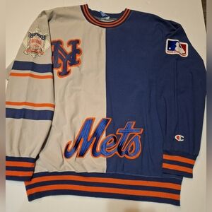 Vintage New York Mets Champion Crewneck Two Tone Size Xl Amazing Mets RARE